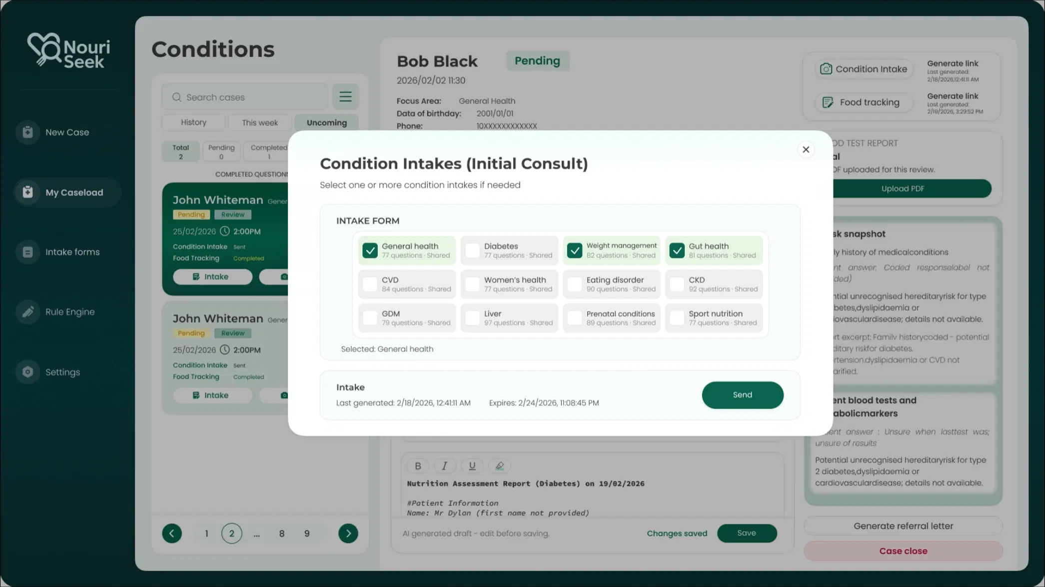 Smart Intakes Interface